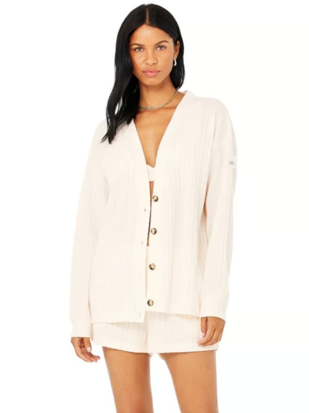Alo Yoga Ribbed Take Comfort Cardigan Ivory XS